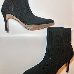 Nicole Miller New York Black Knit Ankle Boots